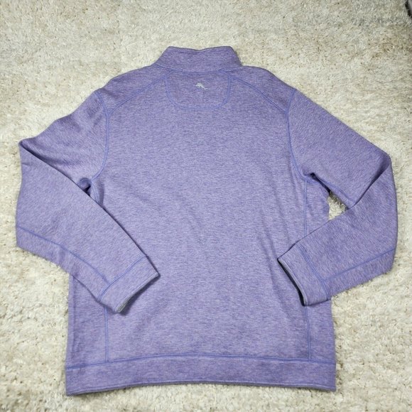 Tommy Bahama Reversible Sweater Mens Adult Large Violet Half Zip Flipshore Top - Picture 9 of 11